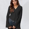 Sexy Slim Collared Bell Sleeve Jacquard Shirt in Shirts & Blouses