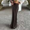 Brown Retro Thick Matte Satin High Waist Slim Fit Fishtail Skirt in Skirts