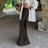Brown Retro Thick Matte Satin High Waist Slim Fit Fishtail Skirt in Skirts