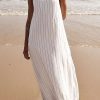 Square Collar Striped Minimalist Basic Sleeveless Dress in Dresses