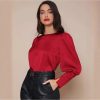 Lantern Long Sleeved Satin Shirt in Shirts & Blouses