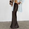 Brown Retro Thick Matte Satin High Waist Slim Fit Fishtail Skirt in Skirts
