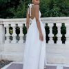 Tight Waist V Neck Lace Up Pure Cottom Maxi Dress in Dresses
