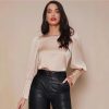 Lantern Long Sleeved Satin Shirt in Shirts & Blouses