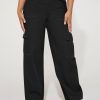 Button High Waist Wide Leg Cargo Pants in Pants