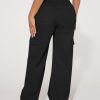 Button High Waist Wide Leg Cargo Pants in Pants