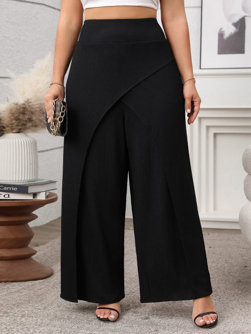 Solid Color Loose Wide Leg Pants in Pants