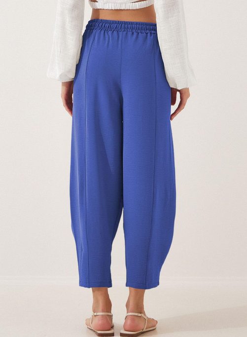 High Waist Loose Drawstring Pocket Cropped Pants in Pants