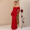 Sexy Off The Shoulder Pleated Floral Slim Fit Dress in Dresses