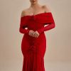 Sexy Off The Shoulder Pleated Floral Slim Fit Dress in Dresses