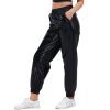 Ankle Banded Sports Bright Leather Loose Pants in Pants