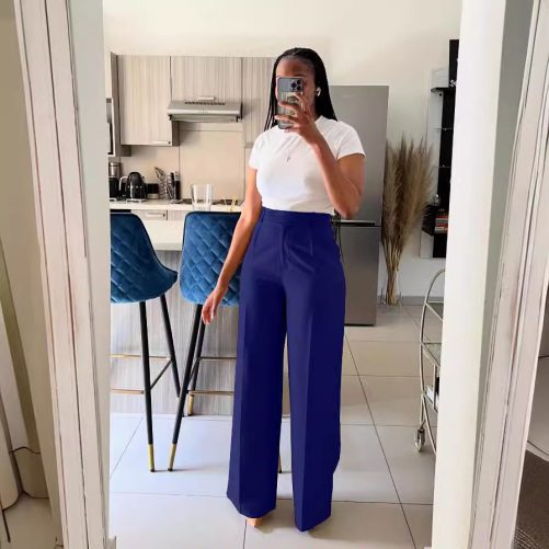 High Waist Straight Wide Leg Pants in Pants