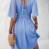 Elegant High Waist Ruched Mid Length Dress in Dresses