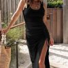 Sexy Drawstring Slit Slim Fitting Vest Dress in Dresses