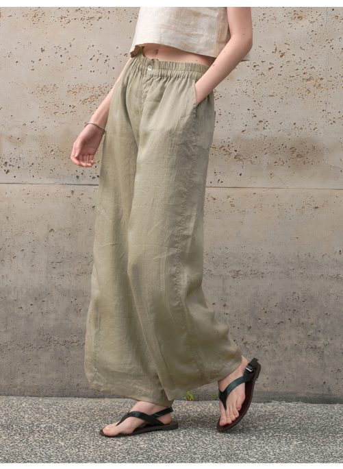 Old Money Loose Slimming Straight Leg Elastic Waist Pants in Pants