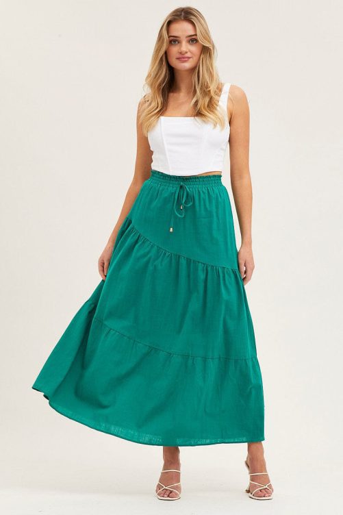 Elastic Waist Long Skirt in Skirts