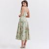 Floral Sexy Backless Slit Mid Length Vacation Dress in Dresses