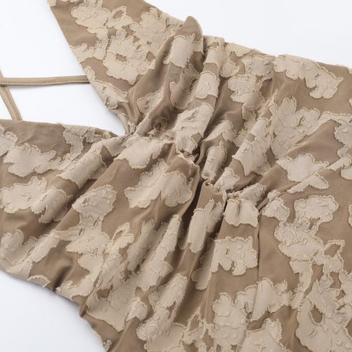 V Neck Brace Printed Backless Lace Up Maxi Dress in Dresses