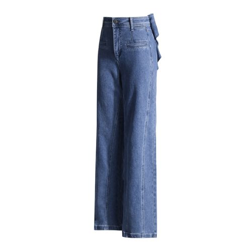 Elegant Bow Stitching Design Slim Fit Slimming High Waist Straight Pants in Pants