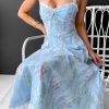 Sexy Slim Spaghetti Strap Floral Print Lace Dress in Dresses
