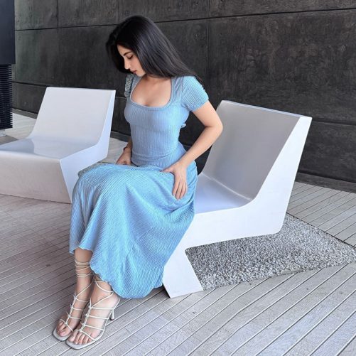 Short Sleeve Square Collar Lace Up A Swing Dress in Dresses