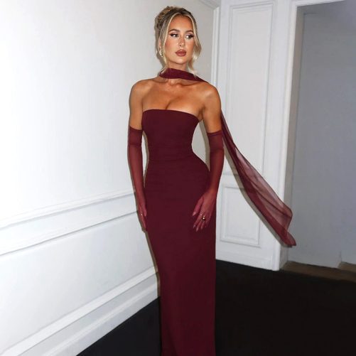 Elegant Ribbon Backless Sexy Sheath Dress in Dresses