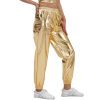 Ankle Banded Sports Bright Leather Loose Pants in Pants