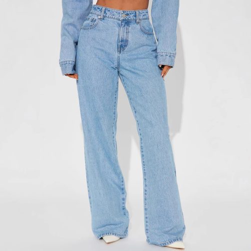 Love Pocket Design Washed High Waist Loose Straight Slimming Jeans Pants in Pants