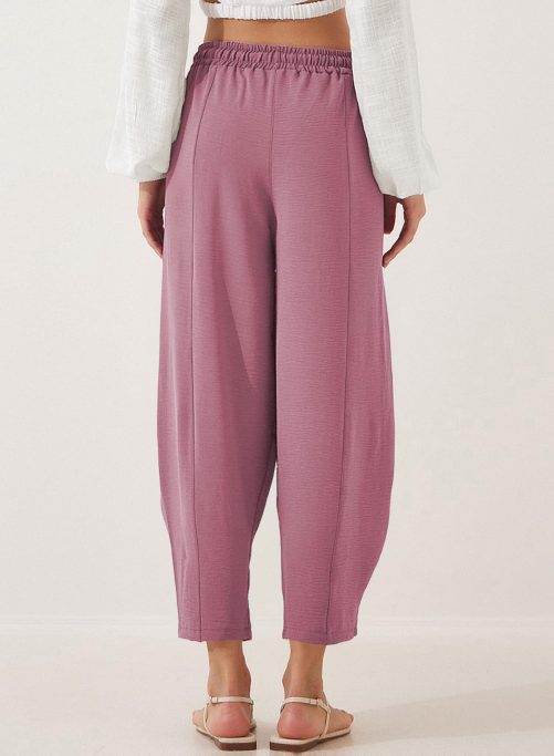 High Waist Loose Drawstring Pocket Cropped Pants in Pants