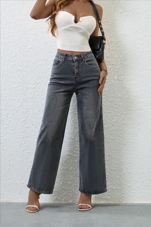 Retro Stretch High Waist Denim Pants in Pants