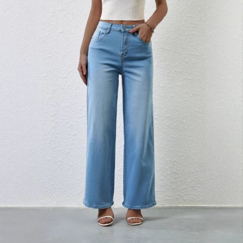 Retro Stretch High Waist Denim Pants in Pants