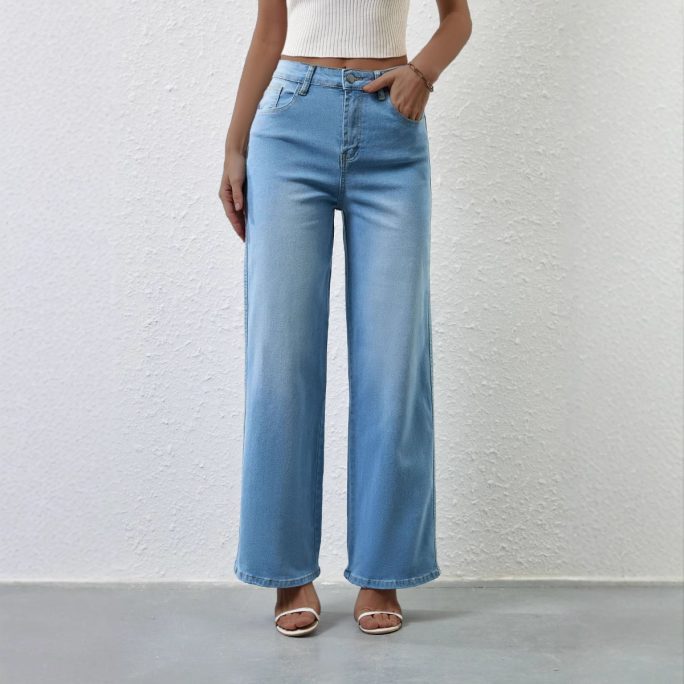 Retro Stretch High Waist Denim Pants in Pants