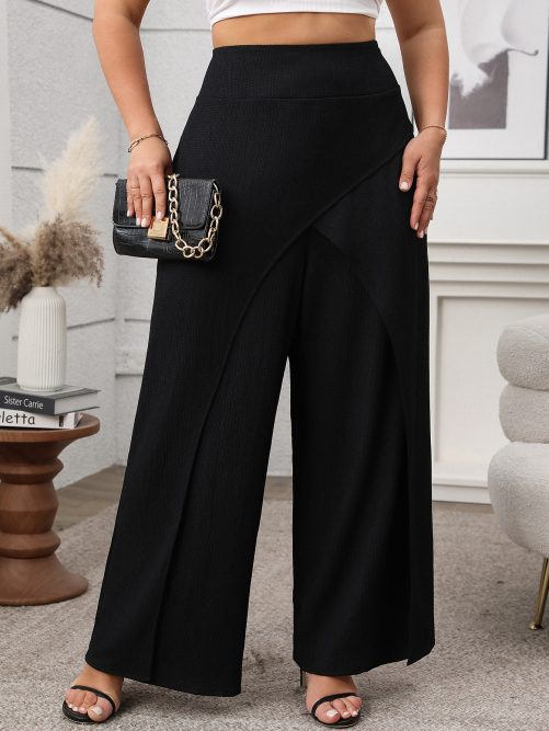 Solid Color Loose Wide Leg Pants in Pants