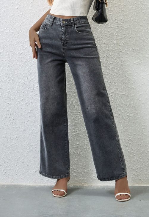 Retro Stretch High Waist Denim Pants in Pants