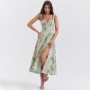 Floral Sexy Backless Slit Mid Length Vacation Dress in Dresses