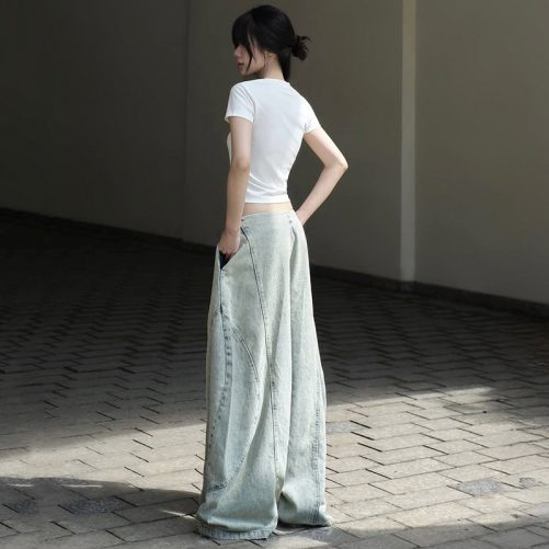 Loose Pocket Jeans Pants in Pants