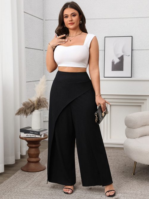 Solid Color Loose Wide Leg Pants in Pants