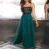 Sexy Sequin Gauze Stitching Evening Dress in Dresses