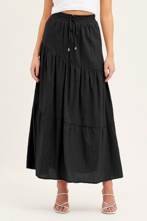 Elastic Waist Long Skirt in Skirts