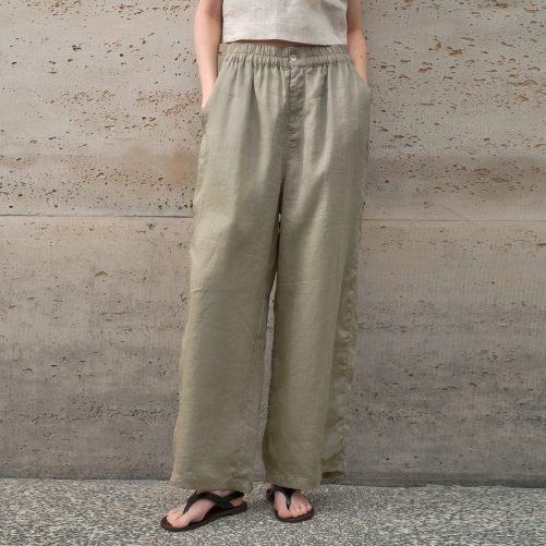Old Money Loose Slimming Straight Leg Elastic Waist Pants in Pants