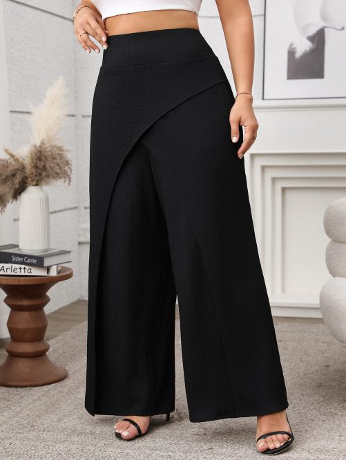 Solid Color Loose Wide Leg Pants in Pants
