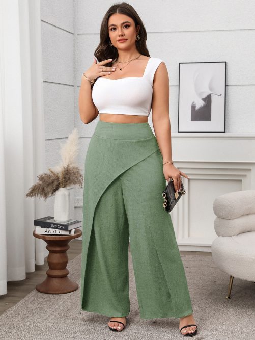 Solid Color Loose Wide Leg Pants in Pants