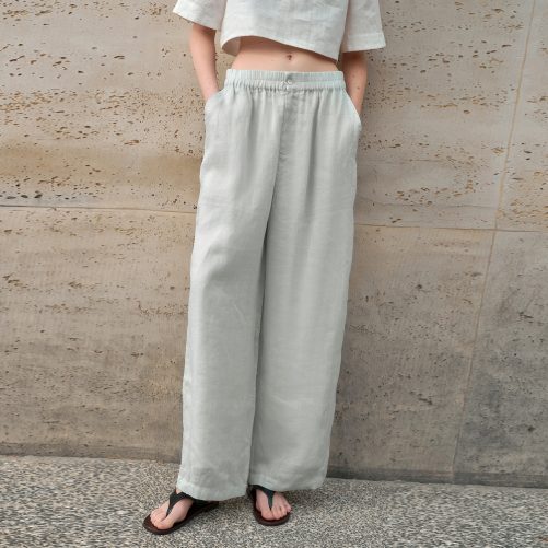 Old Money Loose Slimming Straight Leg Elastic Waist Pants in Pants