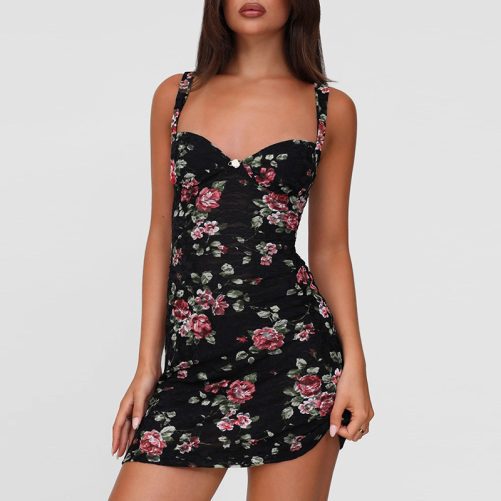 Elegant Sexy High Waist Slim V Neck Backless Hip Spaghetti Straps Dress in Dresses