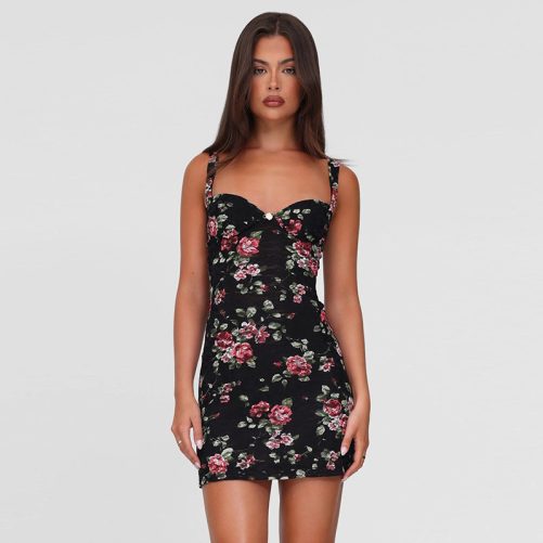 Elegant Sexy High Waist Slim V Neck Backless Hip Spaghetti Straps Dress in Dresses