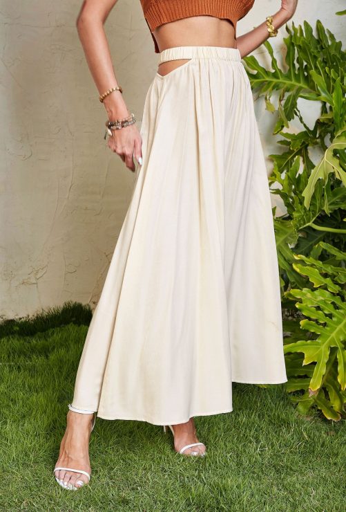 High Waist Hollow Out Cutout Out Long Skirt in Skirts