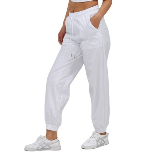 Ankle Banded Sports Bright Leather Loose Pants in Pants