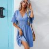 Elegant High Waist Ruched Mid Length Dress in Dresses