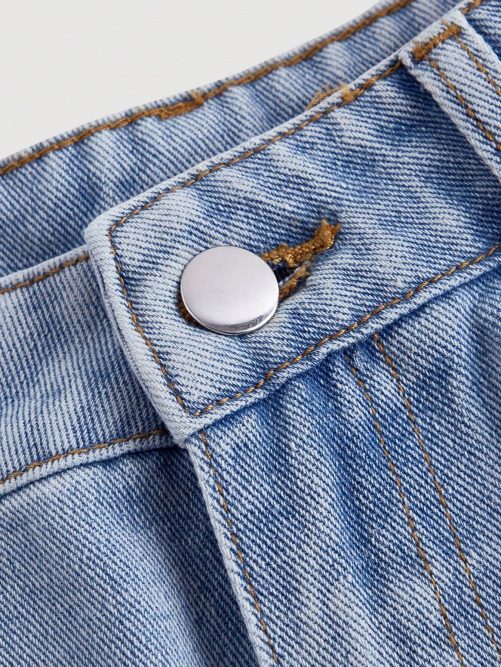 High Waist Washed Bow Wide Leg Pants Jeans in Pants