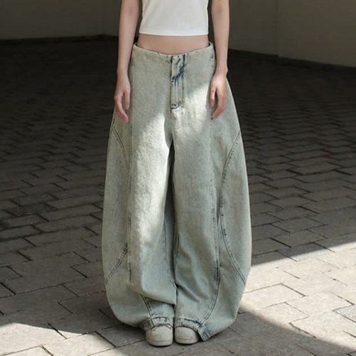 Loose Pocket Jeans Pants in Pants